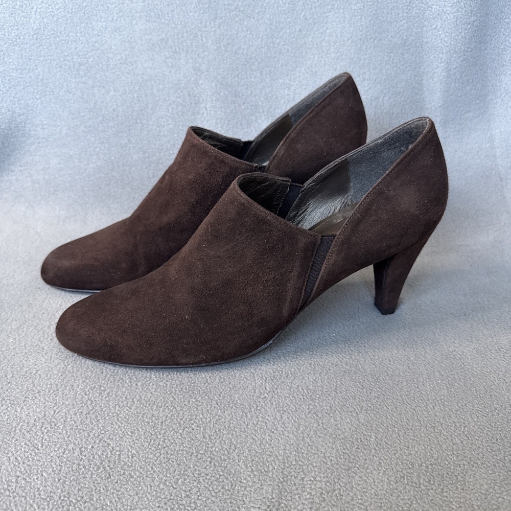 Stuart Weitzman Booties Womens‎ 7N Brown Suede Tapered Heel Almond Toe